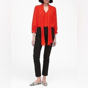 Banana Republic Red Tie Front Blouse size Medium
